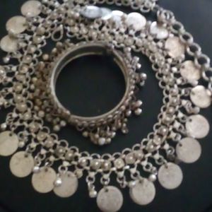 Belly Dancer coin Vintage Belt,Silver plated chain belt,jingle bracelet,scarf